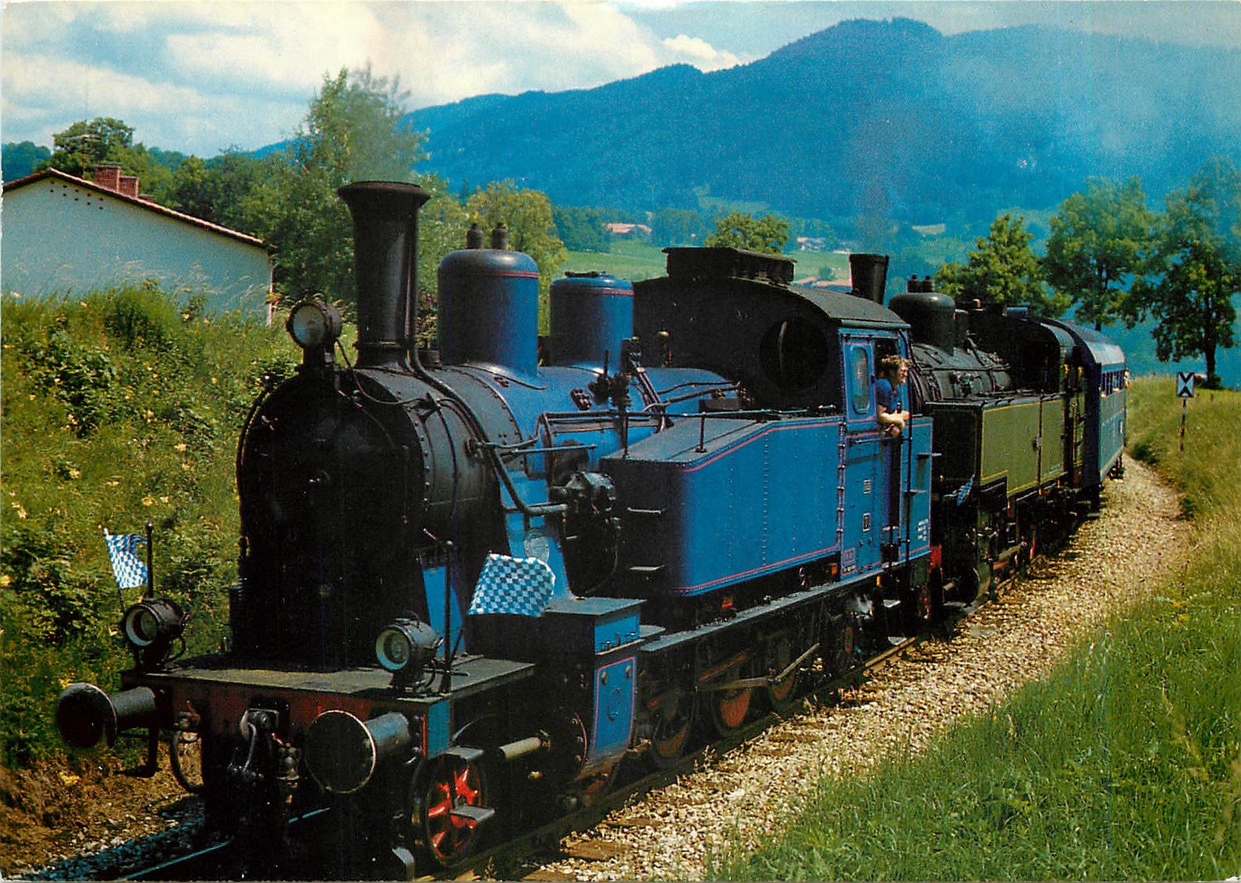 CPM TAG steam-locomotive No.7 and No. 378.32 climbing the gradient near Gmund/Tegernsee on June 20th