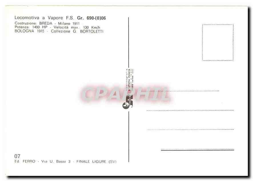 CPM Locomotiva a Vapore F.S. Gr. 690-(0)06 — Verso