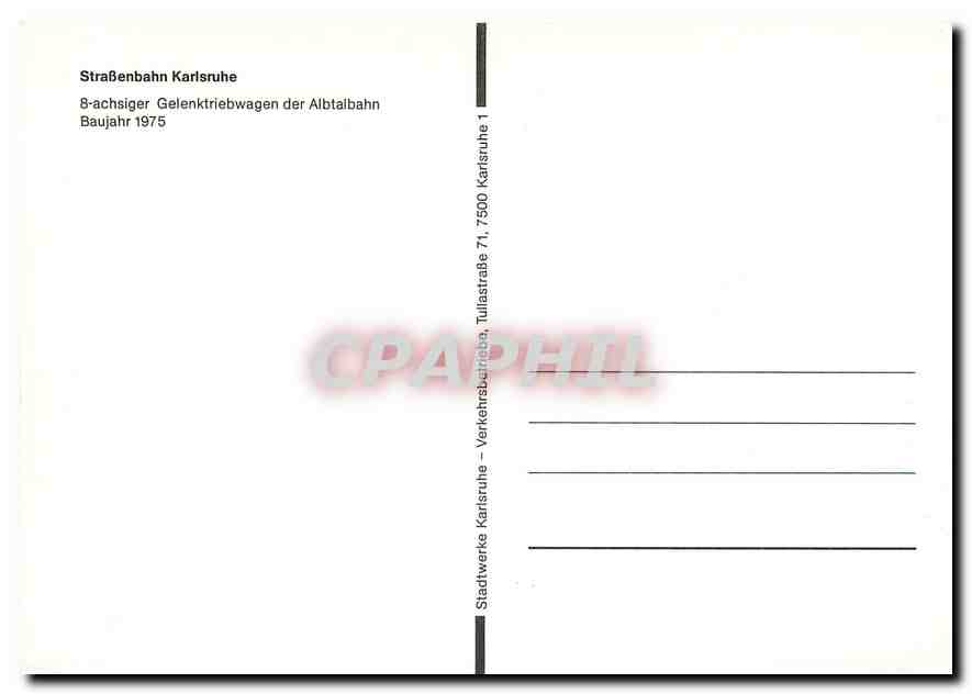 CPM Strassenbahn Karlsruhe 8-achsiger Gelenktriebwagen der Albtalbahn — Verso