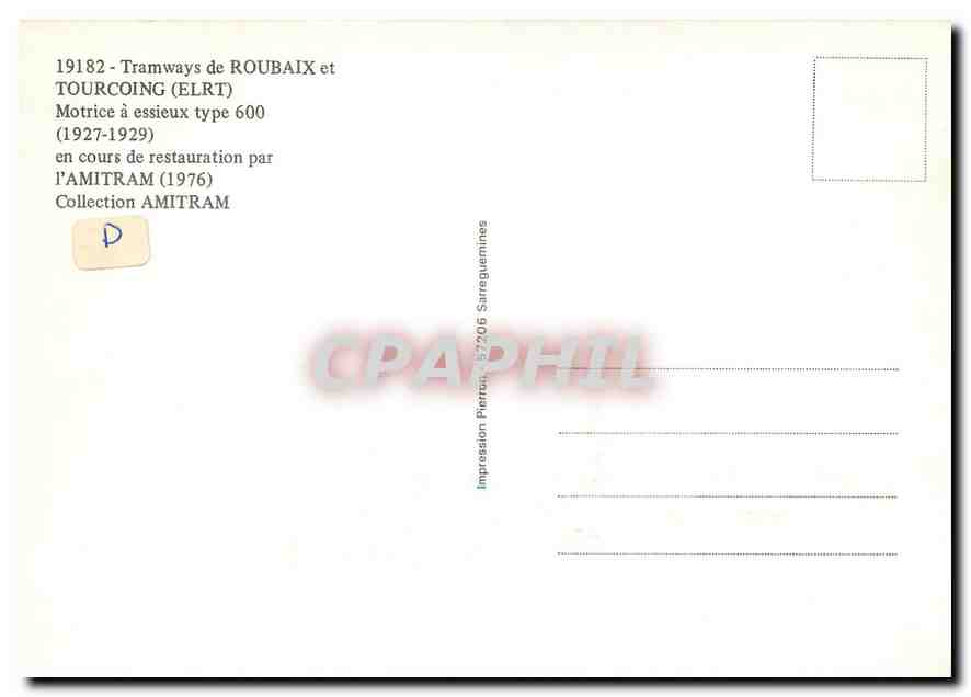 CPM Motrice a essieux type 600 (1927-1929) — Verso