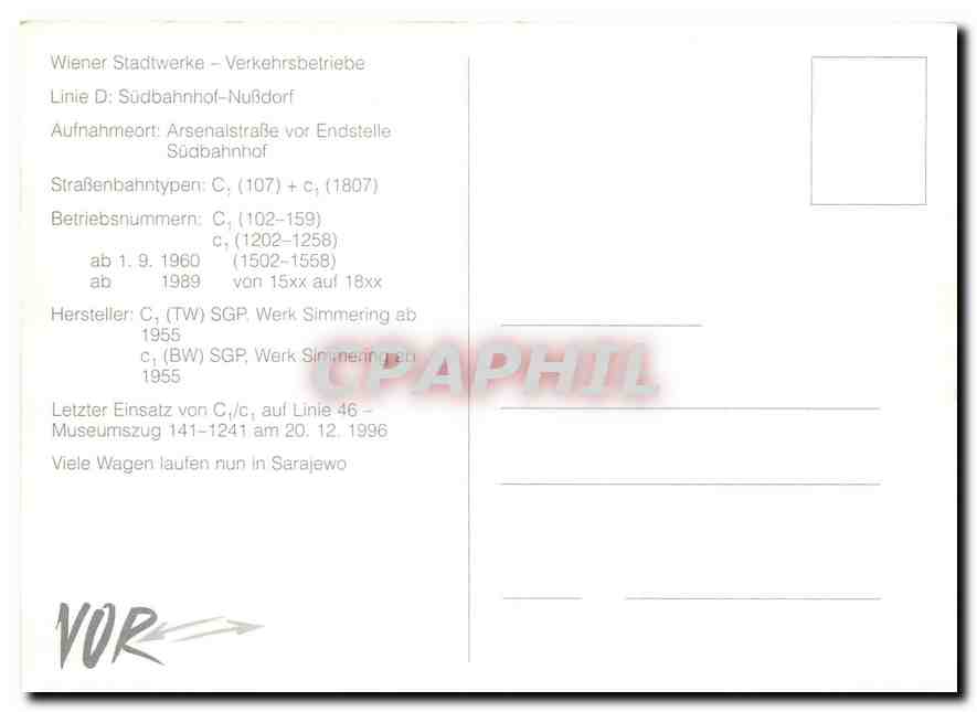 CPM Wiener Stadtwerke - Verkehrsbetriebe Linie D: Suedbahnhof-Nussdorf — Verso