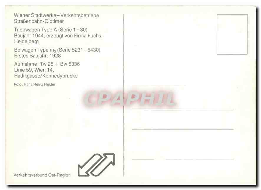 CPM Wiener Stadtwerke - Verkehrsbetriebe Strassenbahn-Oldtimer — Verso