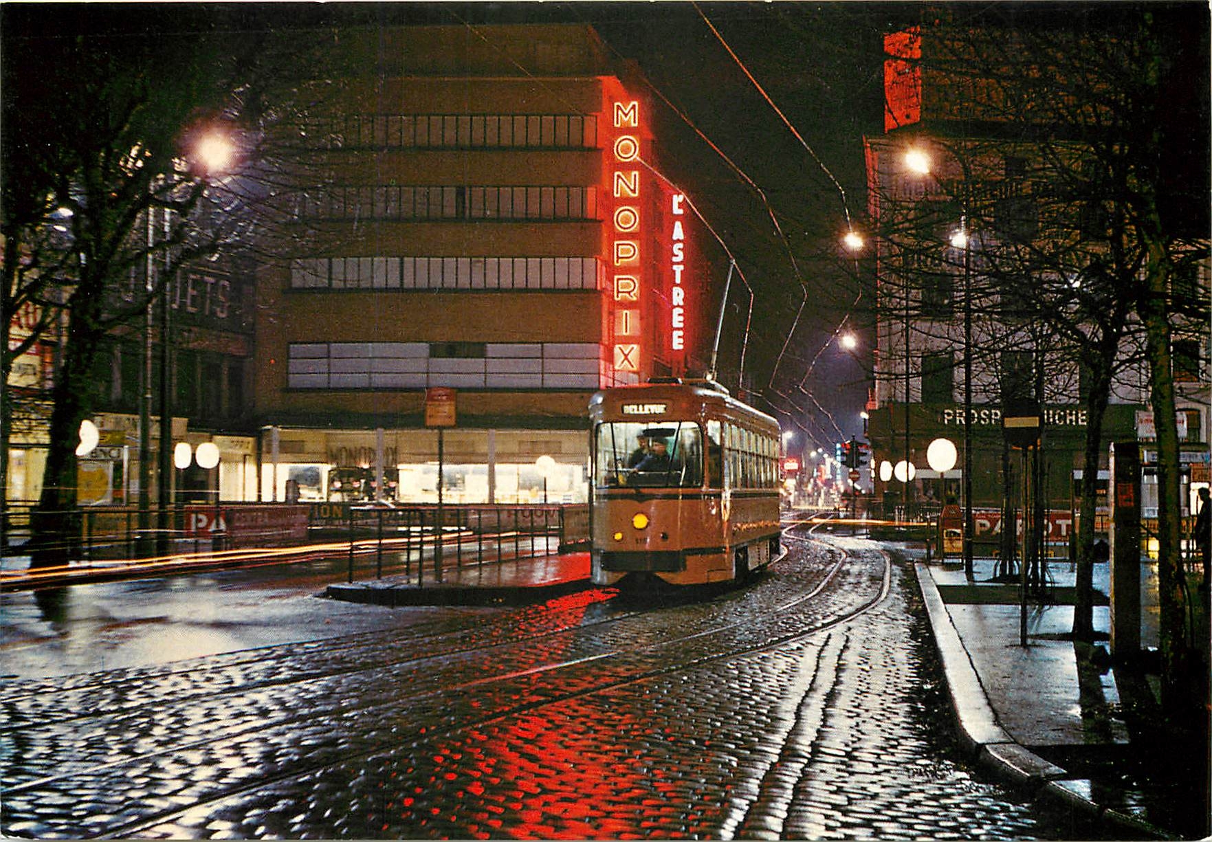 CPM Place du Peuple de nuit motrice P.C.C. No. 515 en 1963