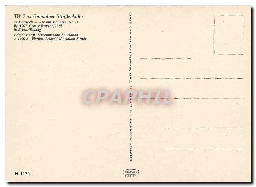 CPM Tw 7 ex Gmundner Strassenbahn — Verso