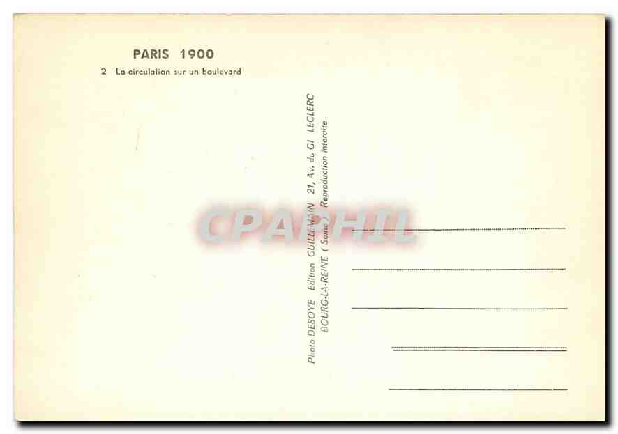 CPM Paris 1900 La circulation sur un boulevard — Verso