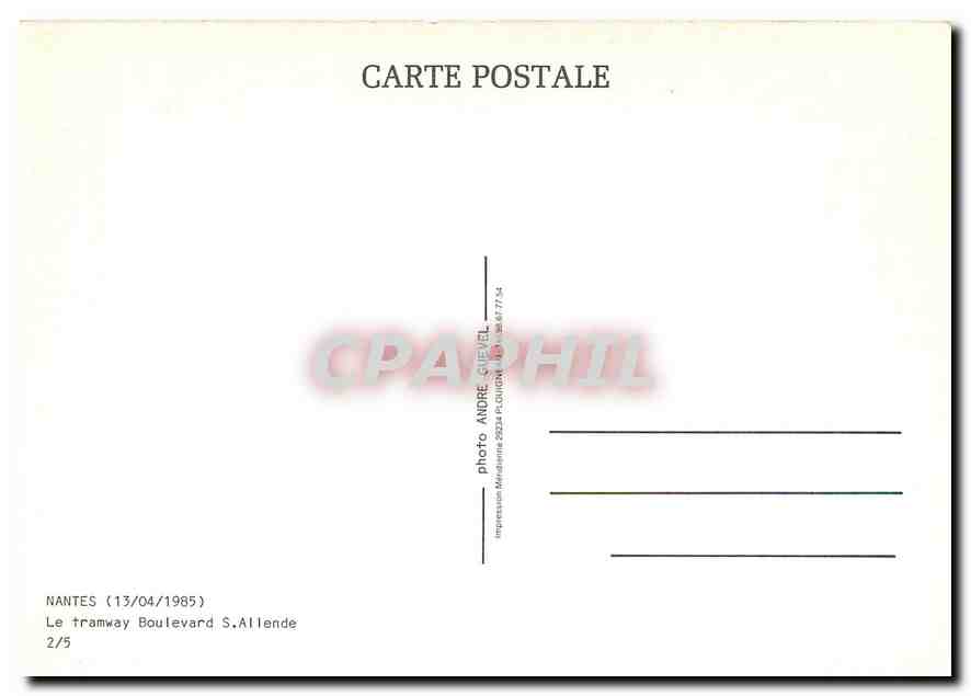 CPM Nantes (13/04/1985) Le tramway Boulevard S. Al lende — Verso