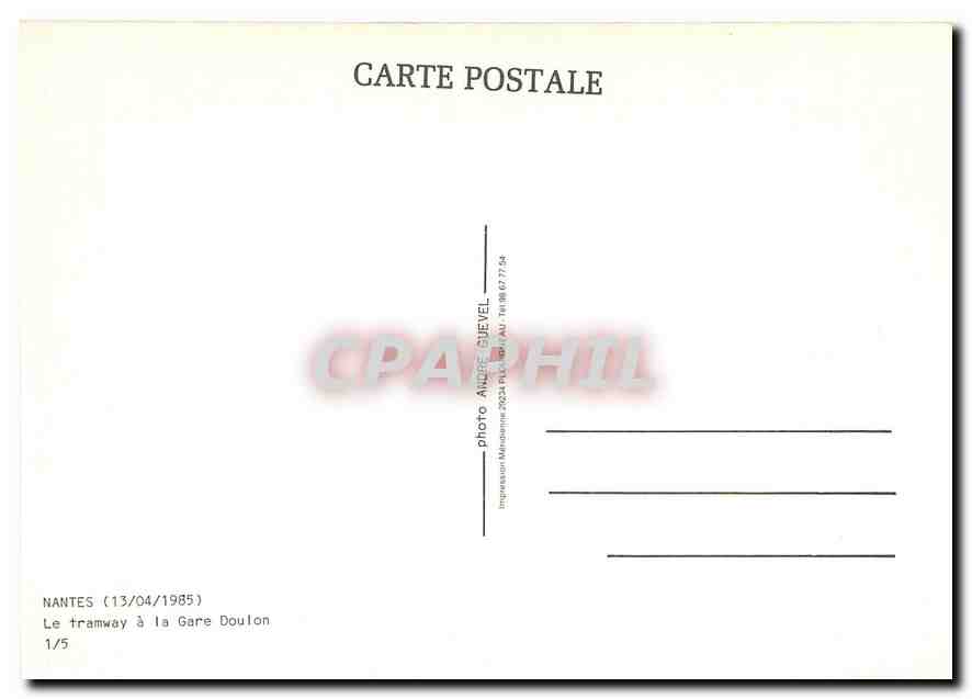 CPM Nantes (13/04/1985) Le tramway a la Gare Doulon — Verso