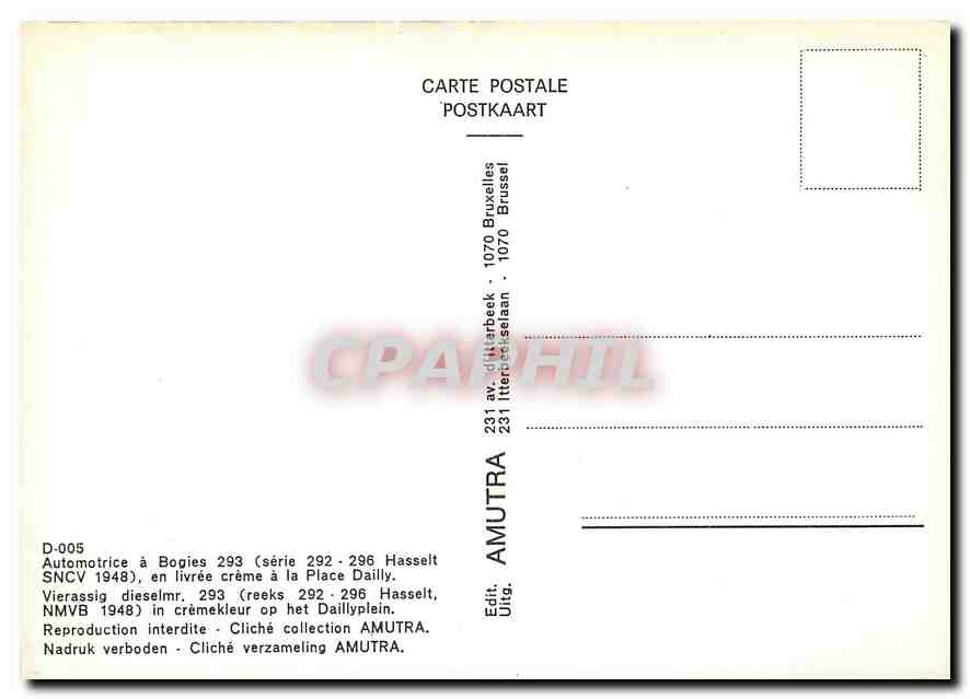 CPM Automotrice A Bogies 293 en livree creme a la Place Dailly — Verso