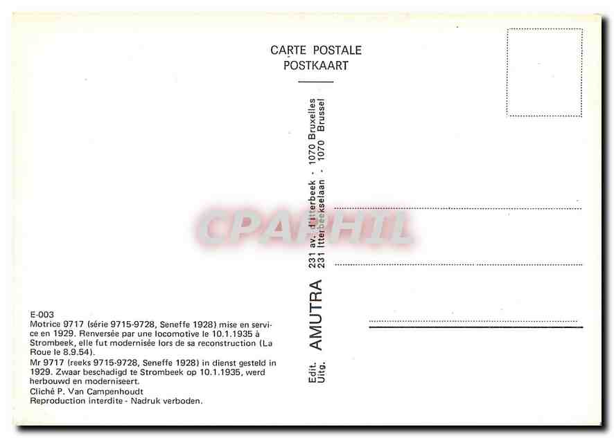 CPM Motrice 9717 mise en service en 1929 — Verso