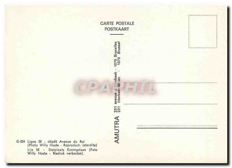 CPM Ligne 58 - depot Avenue du Roi — Verso