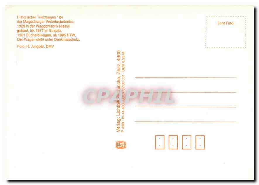 CPM Historischer Triebwagen 124 — Verso