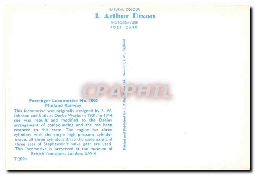 CPM Passenger Locomotive No. 1000 Midland Railway — Verso