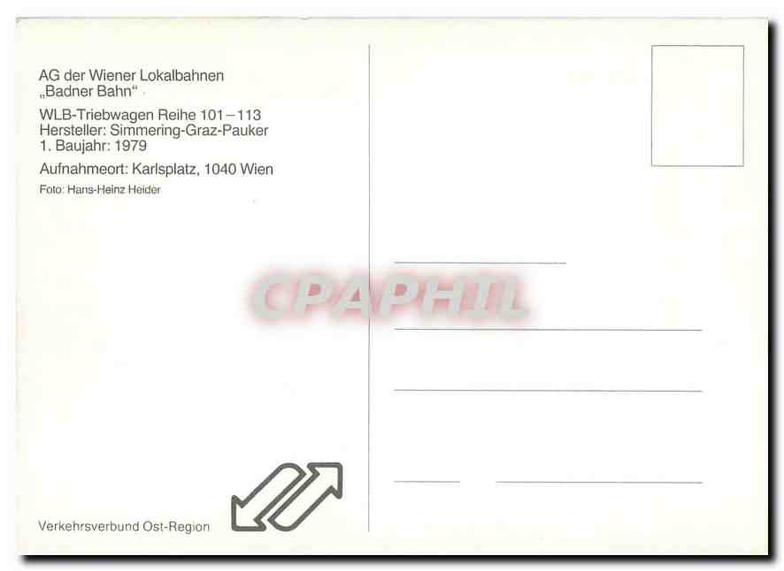 CPM AG der Wiener Lokalbahnen "Badner Bahn" WLB-TRiebwagen Reihe 101-113 — Verso