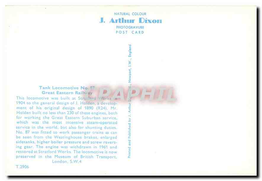 CPM Tank locomotive No. 57 Great Eastern Railway — Verso