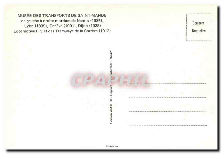 CPM Musee des Transports de Saint-Mande — Verso