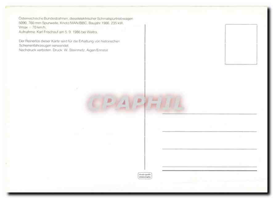 CPM Osterreichische Bundesbahnen — Verso