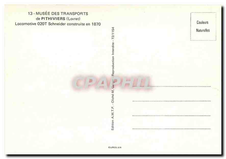 CPM Locomotive 020T Schneider construite en 1870 — Verso
