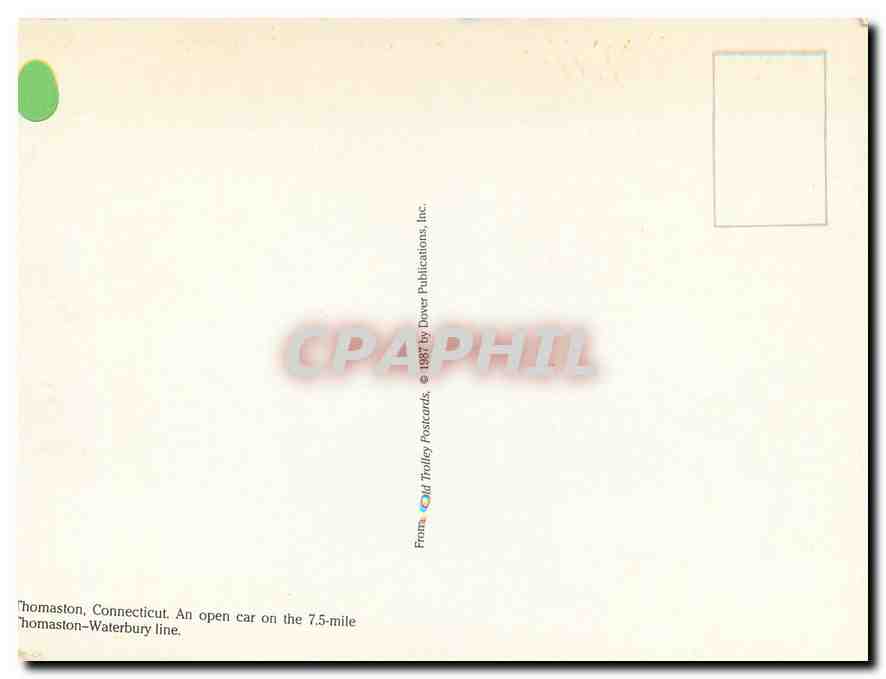 CPM An open car on the 7.5 mile Thomaston-Waterbury line — Verso