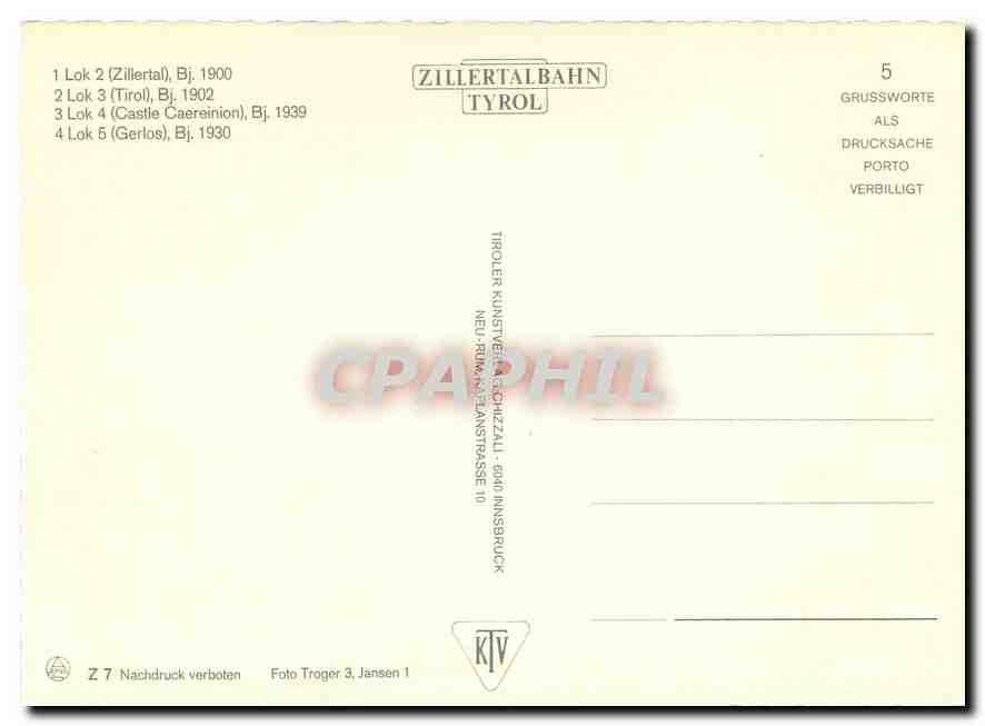 CPM Zillertalbahn Tyrol — Verso