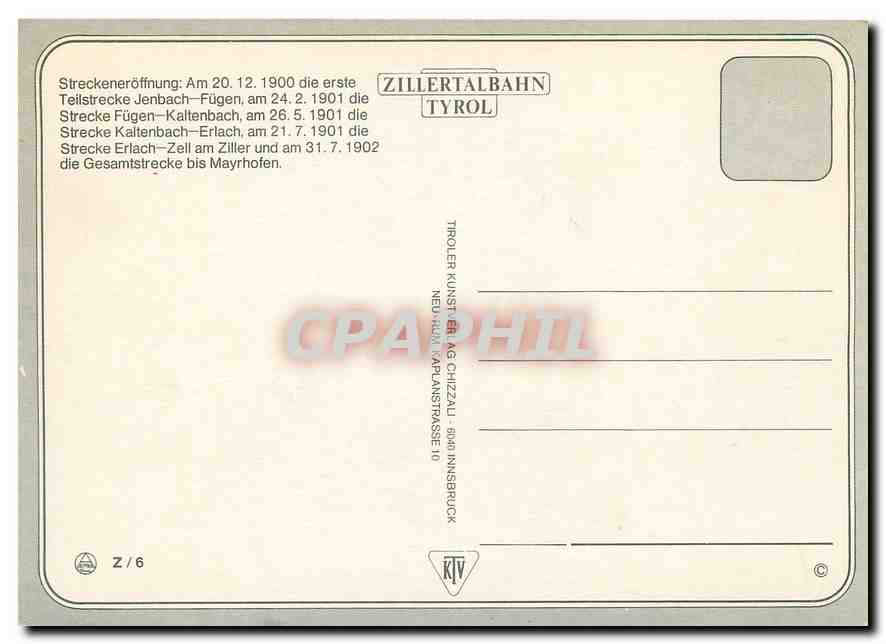 CPM Zillertalbahn Tyrol — Verso