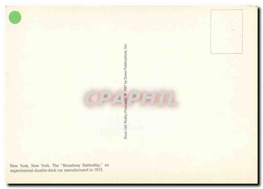 CPM Double Deck Car New York City — Verso