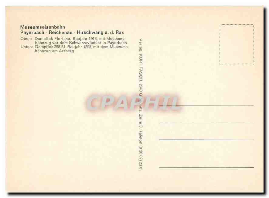 CPM Museumseisenbahn — Verso