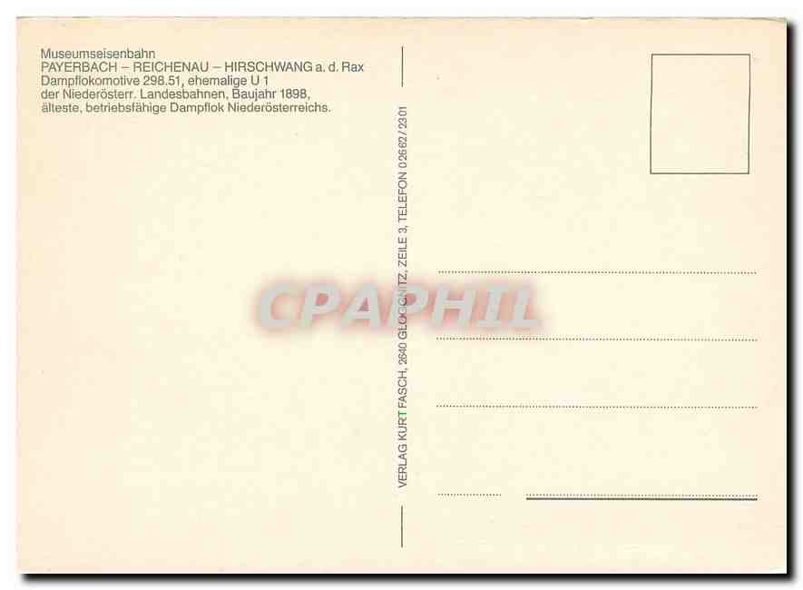 CPM Museumseisenbahn Dampflokomotive 298.51 — Verso