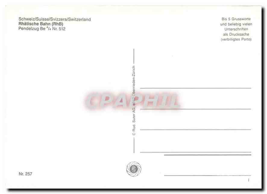 CPM Rhaetische Bahn (RhB) Pendelzug Be 4/4 Nr.512 — Verso