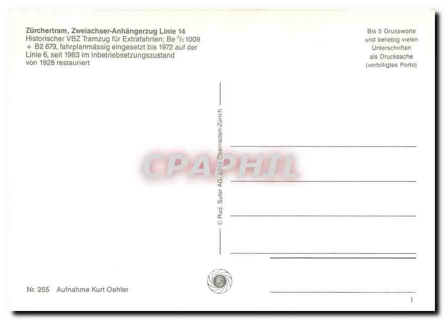 CPM Zuerchertram Zweichachser-Anhaengerzug Linie 14 — Verso