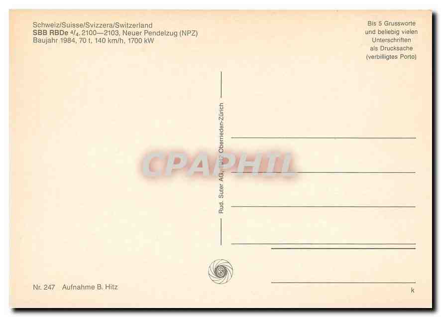CPM SBB RBDe 4/4 2100-2103 — Verso