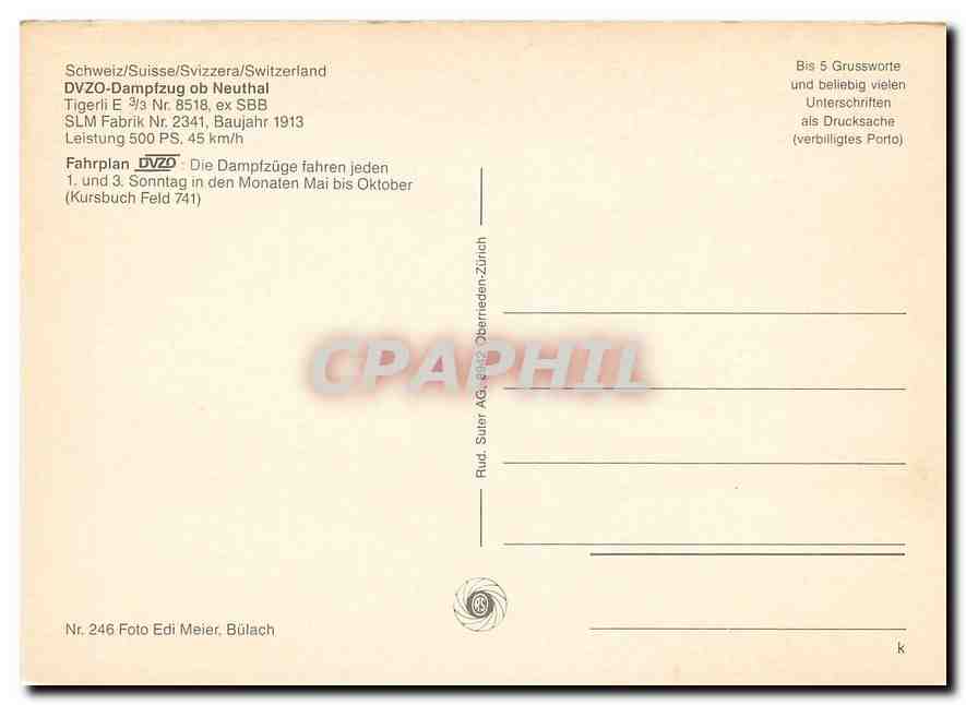 CPM DVZO-Da pfzug ob Neuthal — Verso