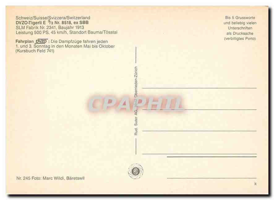 CPM DVZO-Tigerli E 3/3 Nr. 8518 — Verso