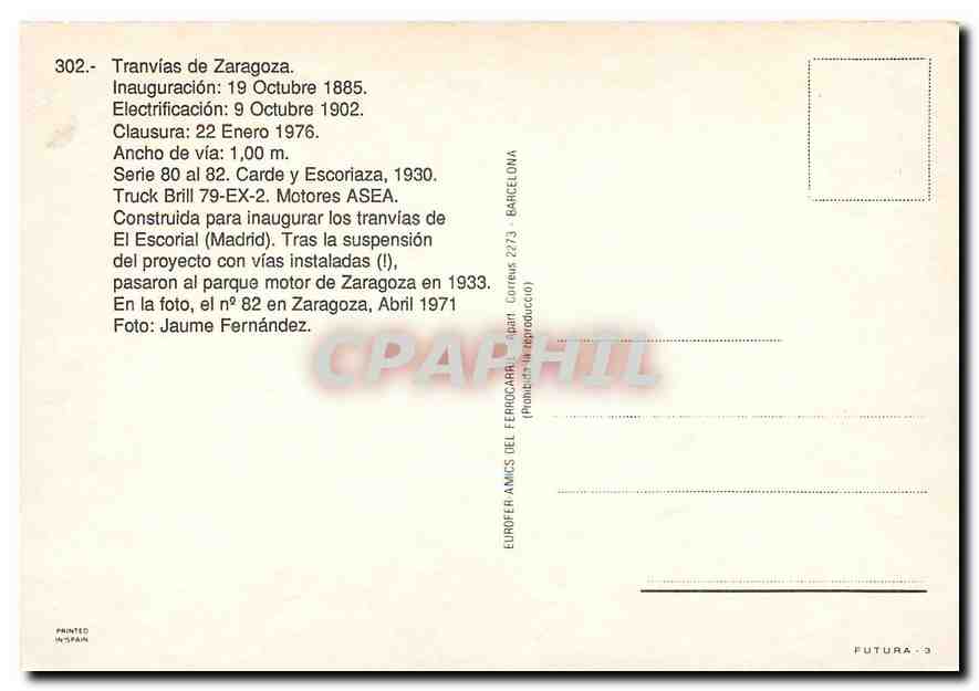 CPM Tranvias de Zaragoza — Verso