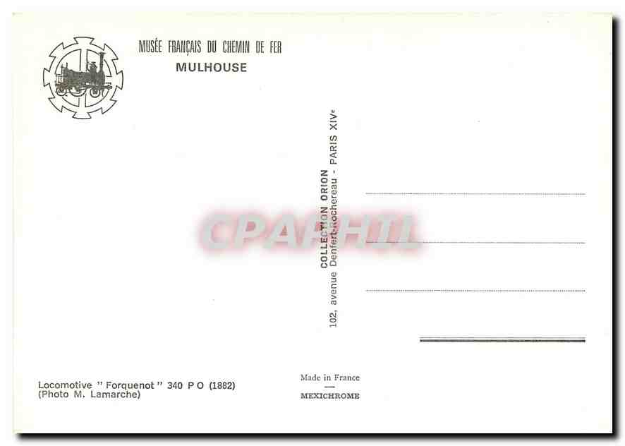CPM Locomotive "Forquenot" 340 P O (1882) — Verso