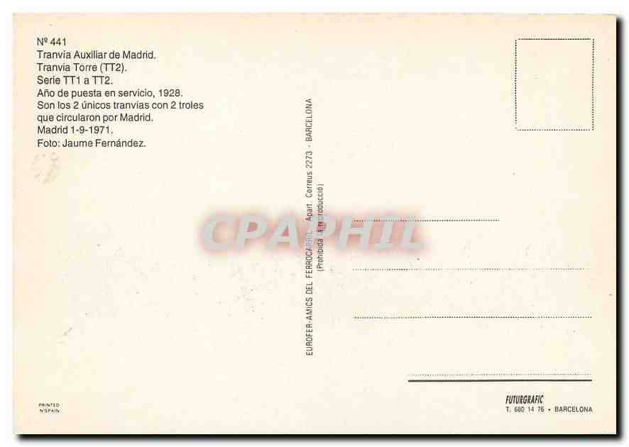 CPM Tranvia Auxiliar de Madrid — Verso