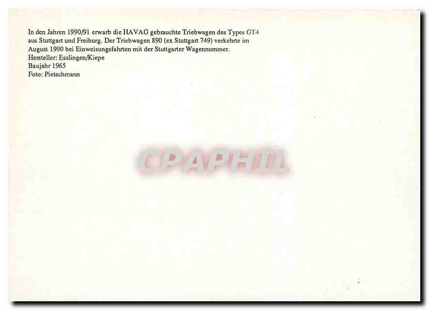 CPM In den Jahren 1990/91 erwarb die HAVAG gebrauchte TRiebwagen des Types GT4 aus Stutgart und Frei — Verso
