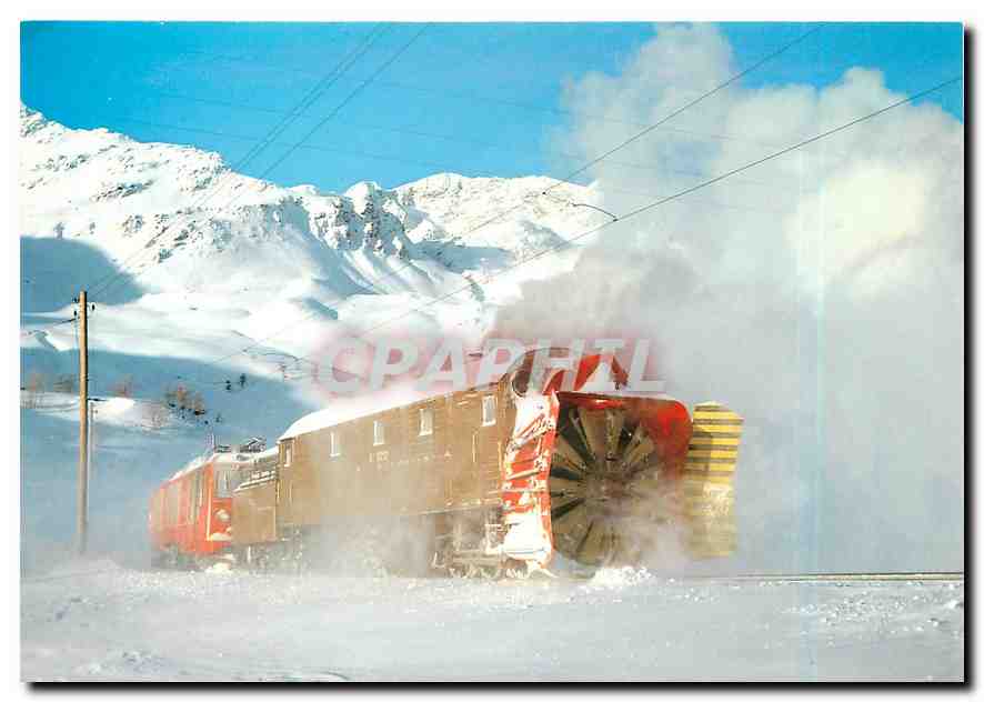 CPM Rhaetische Bahn (RhB). Schneeschleuderkomposition mit Dampfschneeschleuder X rot d Nr. 9213