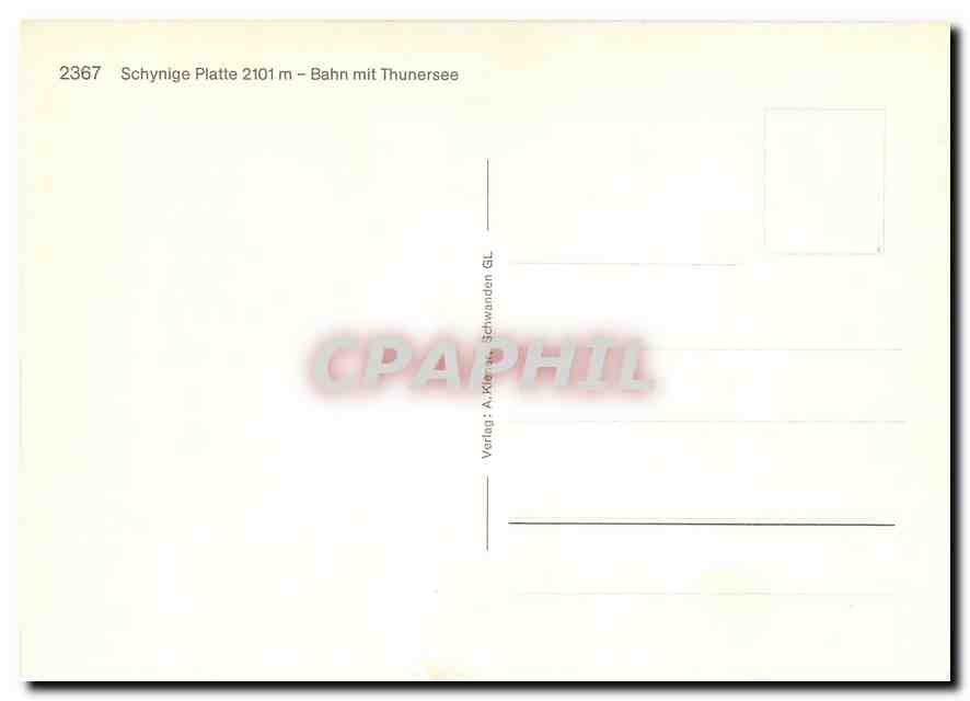 CPM Schynige Platte 2101m - Bahn mit Thunersee — Verso