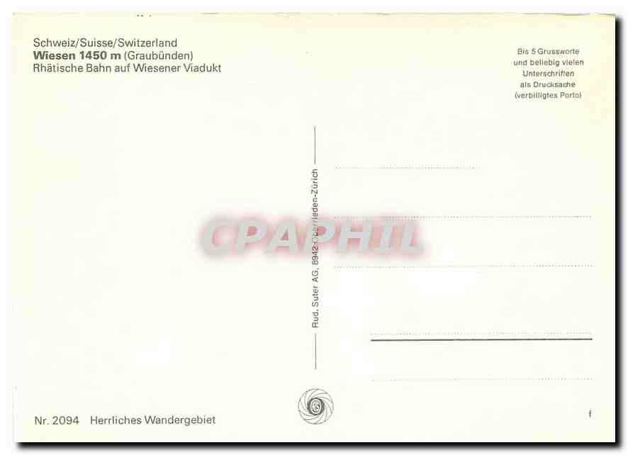 CPM Wiesen 1450m Rhaetische Bahn auf Wiesener Viadukt — Verso