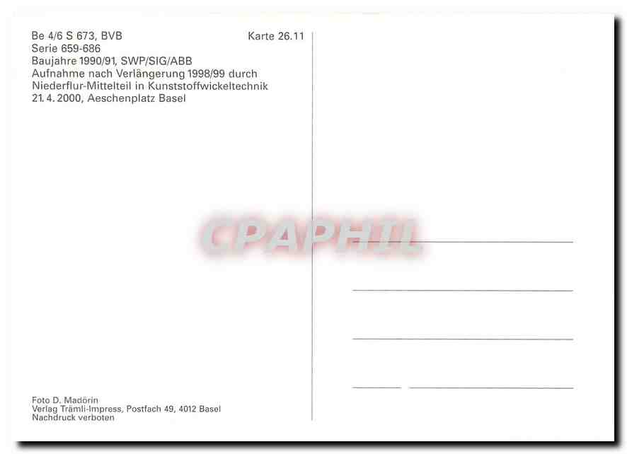 CPM Be 4/6 S 673 BVB — Verso