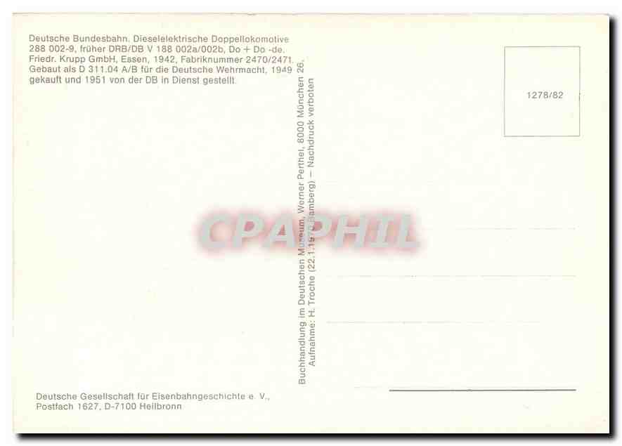 CPM Deutsche Bundesbahn Dieselelektrische Doppellokomotive 288 002-9 — Verso