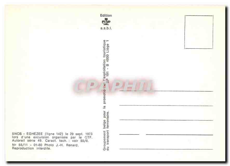 CPM SNCB - Eghezee (ligne 142) le 29 sept. 1973 — Verso