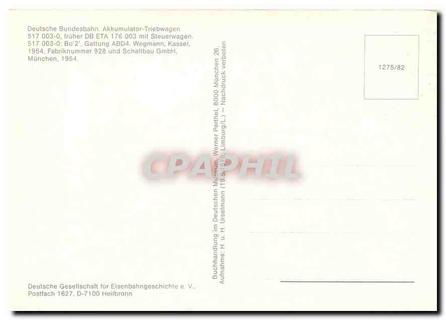 CPM Deutsche Bundesbahn Akkumulator-Triebwagen 517 003-0 — Verso