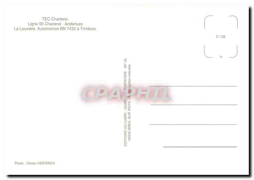 CPM Ligne 90 Charleroi - Anderlues — Verso