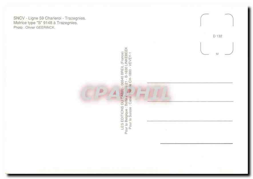 CPM SNCV - Ligne 59 Charleroi - Trazegnies. Motrice type "S" 9148 a Trazegnies — Verso