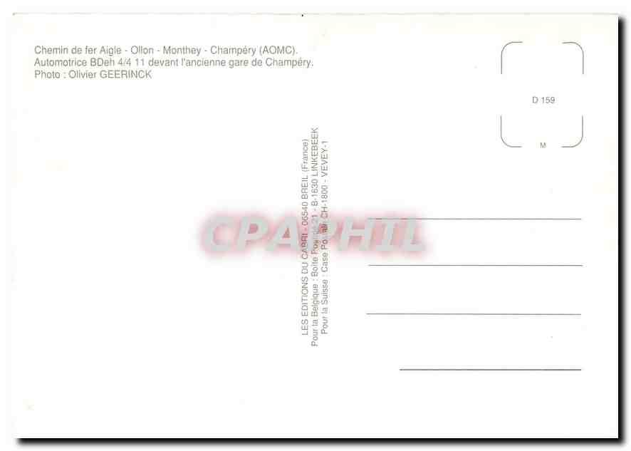 CPM Chemin de fer Aigle - Ollon-Monthey-Champery (AOMC) — Verso