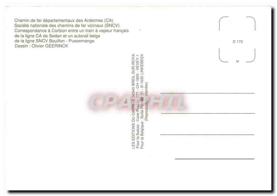 CPM Chemin de fer departementaux des Ardennes (CA) — Verso