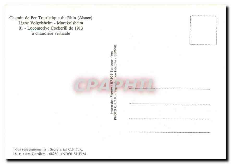 CPM Locomotive Cockerill de 1913 a chaudiere verticale — Verso