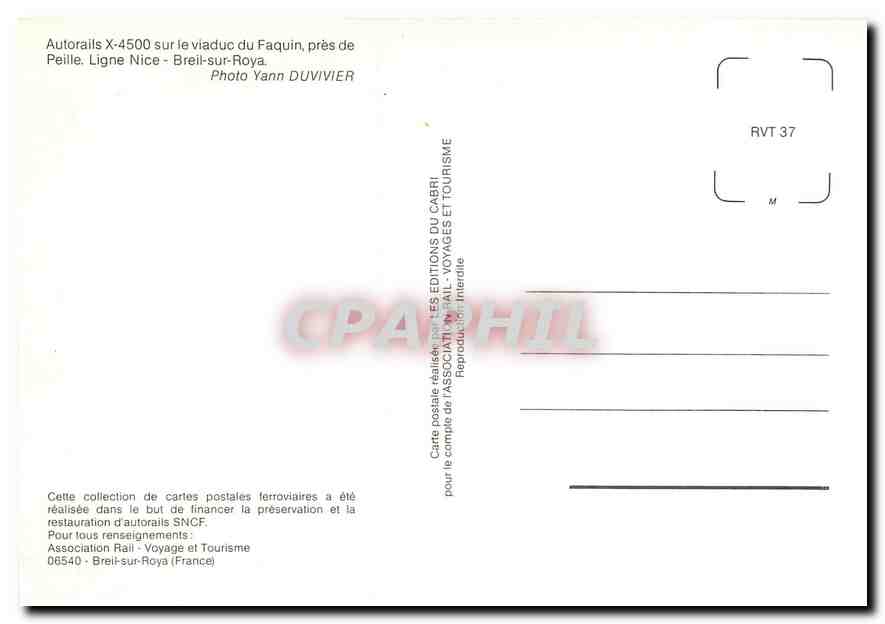 CPM Autorails X-4500 sur le viaduc du Faquin — Verso
