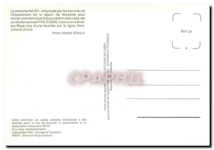 CPM La draisine 4M-201 — Verso